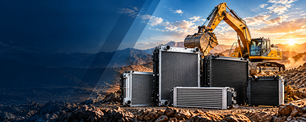 Heavy equipment radiators for excavators, loaders and construction machinery